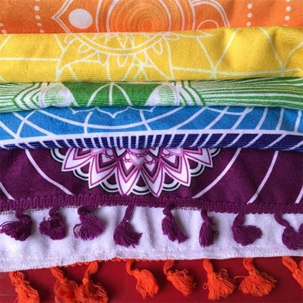 Bomulls-mikrofibertyg Bohemisk Indien Mandala Strandfilt 7 C