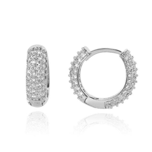 4K Gullbelagt Sterling Sølv Post Pave Cubic Zirconia Huggie Ho