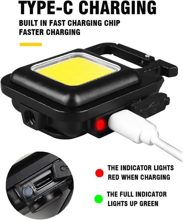 Mini LED Inspeksjonsarbeidslys Oppladbart Magnetisk COB Bærbar