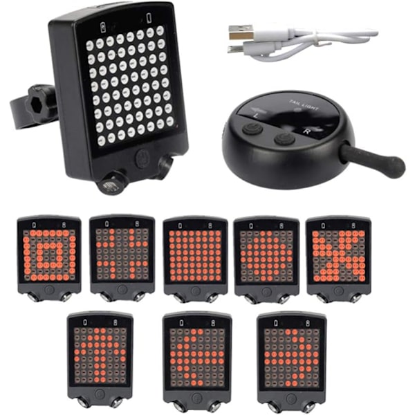 （Musta）Universaali Polkupyörän Valo 64 LED:tä Langattomat Vilkut LED