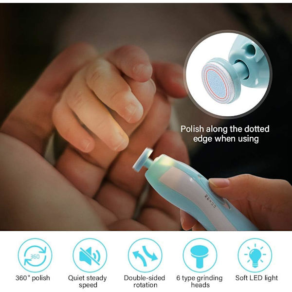 Elektrisk Nagelfil för Bebis - Elektrisk Nagelfil för Barn - Multifunktionell