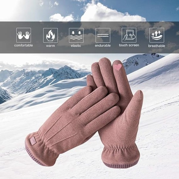 Womens Winter Warm Touchscreen Handskar Thermal mjukt foder Elastiskt
