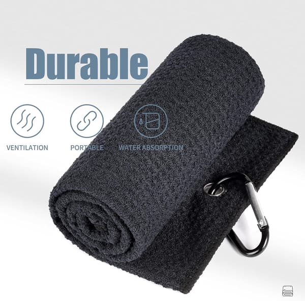 Tri-Fold Golf Håndklæde - Premium Mikrofiberstof - Præget Mønster