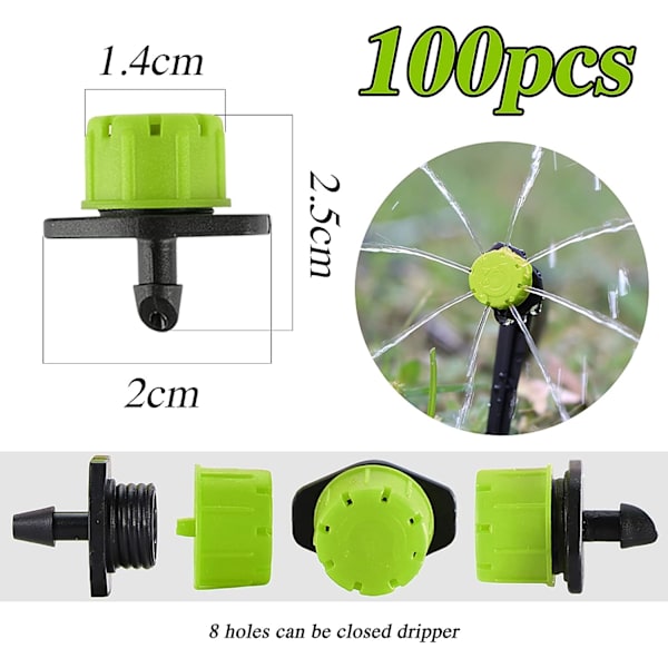 100 stk Justerbare Drypp Automatisert Vanningssystem Mikro Sprinkler