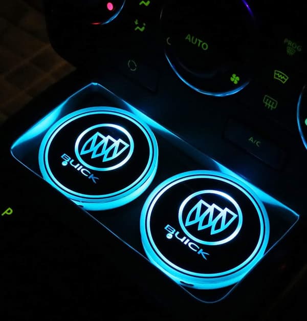 2 stk LED Bil Kopholder Lys til Buick, 7 Farver Skiftende USB C
