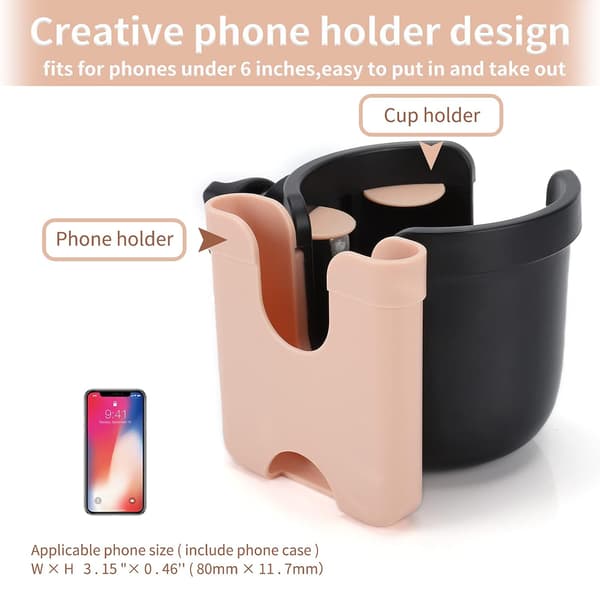 Kopholder med Telefonholder, Cykelkopholder, 2-i-1 Universal