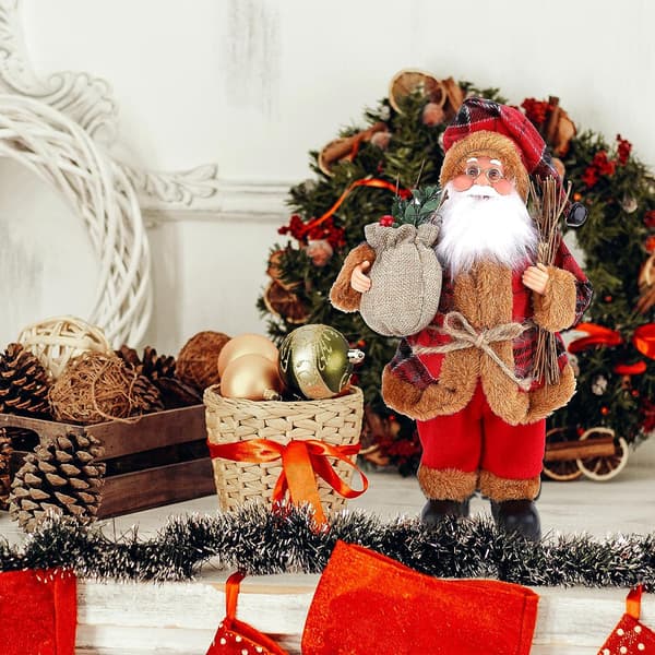 30 cm Traditionell Mini Stående Tomtefigur Röd Jul