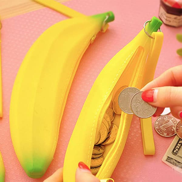 Møntpung, Mode Silikon Bananformet Møntpung Lynlås Makeup