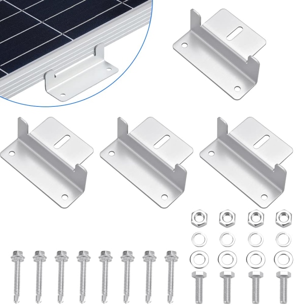 4 stk Solcellepanel Z-feste Brakett Aluminium Legering Solcellepanel C