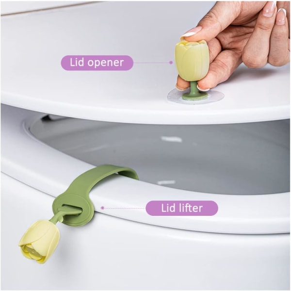 4Pcs Toilet Seat Cover Lifters Silicone Tulip Toilet Lid Lifter H