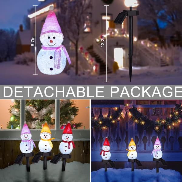 3-pack Sol-drivna Snögubbe Julvägslampor, Snögubbelampor
