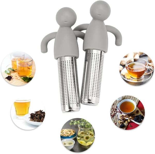 2 stk. rustfritt stål silikon te-infuser, søt silikon te