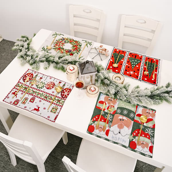 4 stycken juldekorationer i stickad tyg