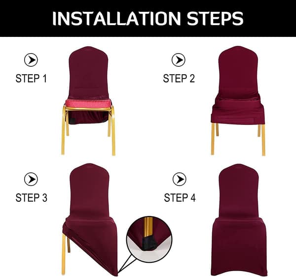 Claret Elastisk Feststoltrekk Stolhett 1 stk Vaskbar Universal Din