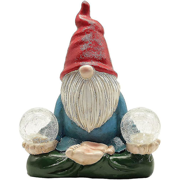 Garden Resin Statue - Långt skägg Christmas Gnome 2 Magic Ball DXGHC