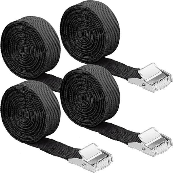4 st Spännband 2,5*250CM (Svart) Svart Spännbandsklämma Fix