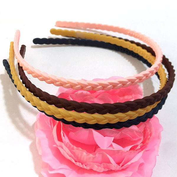 12 stk. 6mm Tynde Pandebånd til Piger Kvinder Plastik Pigtail Style He