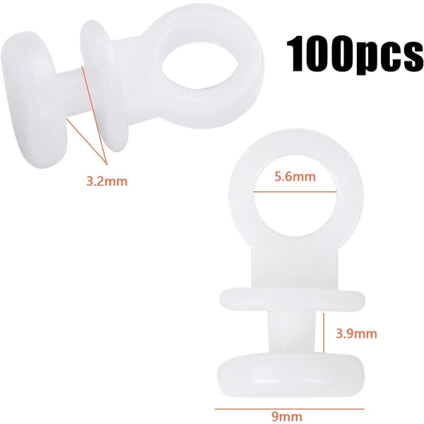 100 stk Gardinskinne Glide White Plast Gardin Kroge Glider