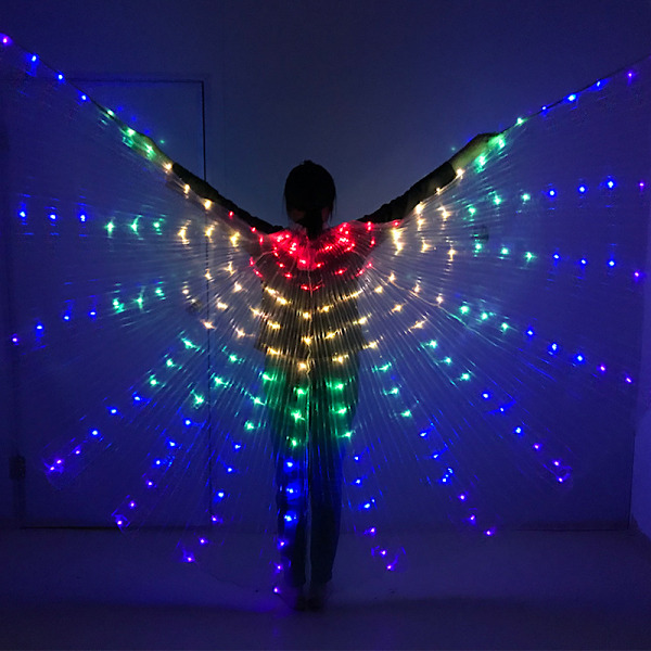 Magedans Gullvinge Regnbue Fargerik LED Lysende Vingedans
