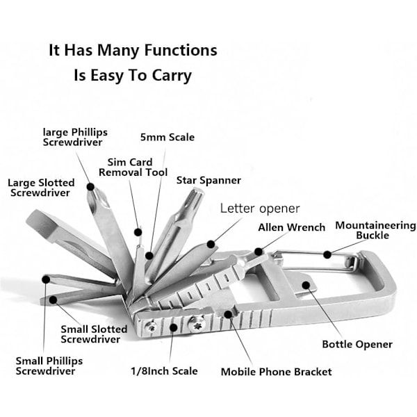 Lommekniv Multiværktøj Nøglering Skruetrækker Multifunktionel Skruetrækker Foldbar Udendørs Flaskeåbner til Camping Udendørs