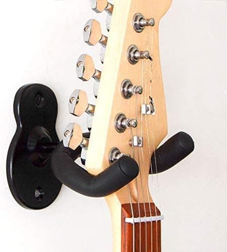 3-delad väggmonterad gitarrhylla med krok i svart metall