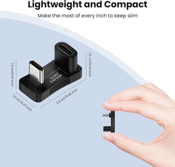 180 Graders Vinklad USB-C-adapter (2-pack), U-formad USB-C 3.1 DXGHC