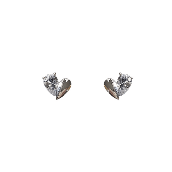 Søte zirkon-hjerteformede øredobber i sølv, individualitet ver