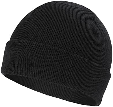 Mænds Vinter Uldblød Beanie med Strikket Fleece, Tyk Hat, Termisk