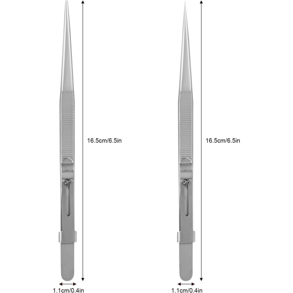 2 Pak Låsende Pincet, Antistatisk Rustfrit Stål Lige Pin