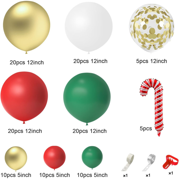 Christmas Balloon Arch Garland Kit 120 st Julballonger Röda