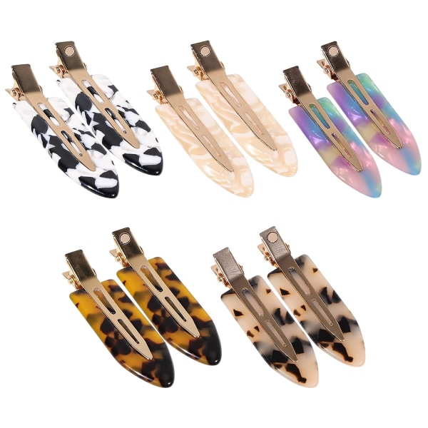 10 stk Hårklemmer som ikke bøyer seg for styling, Akrylharpiks Flat Clip, Ingen