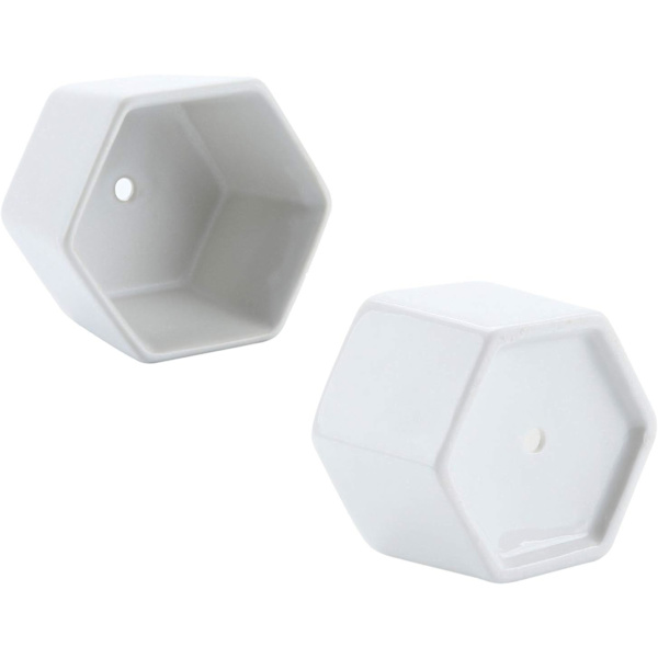 Sæt af 2 Enkle Hvide Kreative Keramiske Små Hexagon Sukkulenter