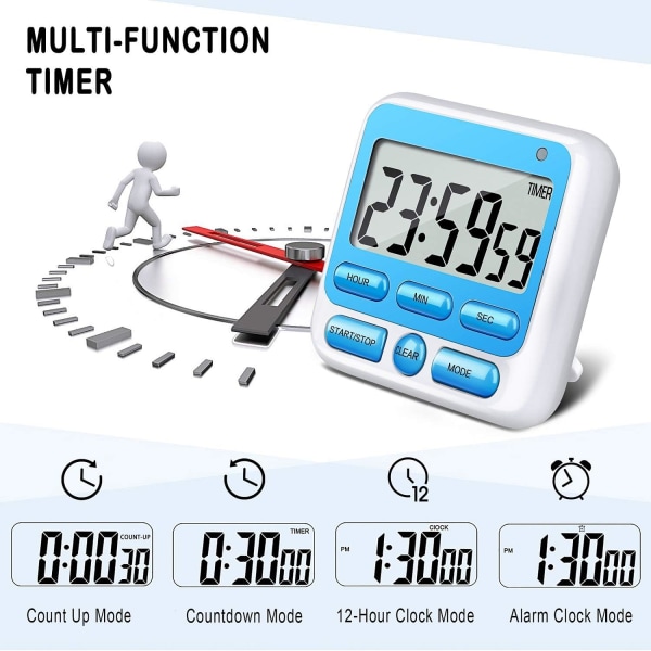 Digital Köktimer med Tyst/Hög Larmknapp På/Av-knapp,