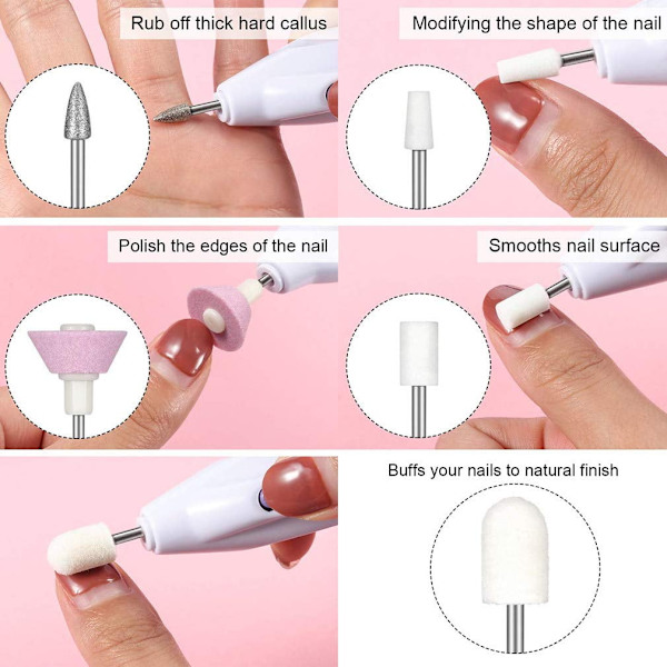 Elektrisk Manikyrset Portable 5 I 1 Nagelfil Grindslip
