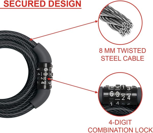 Cykellås Kabel [1,2m Kabel] [Kombination] [Utomhus] 8143EURDPRO