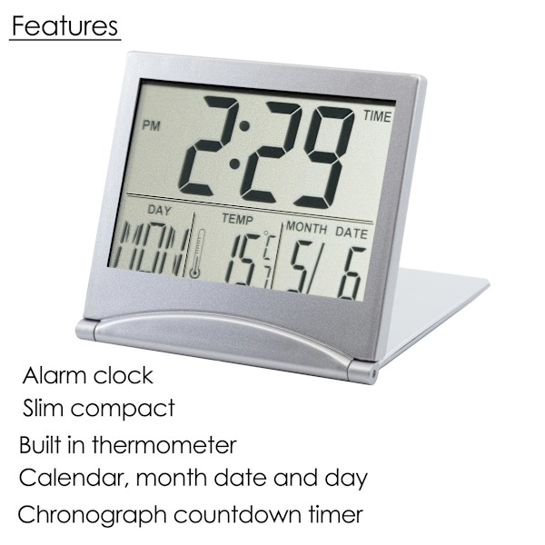 Digital LCD Skrivbords Klocka Temperatur Resa Alarmklocka DXGHC