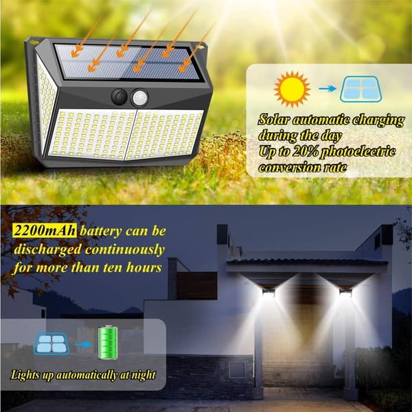 228 LED Solcellelys Udendørs med Bevægelsessensor Sol DXGHC