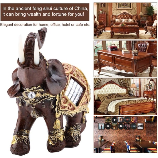 Lucky Wealth Elephant Statue Skulptur Feng Shui Wood Grain 3D Fi