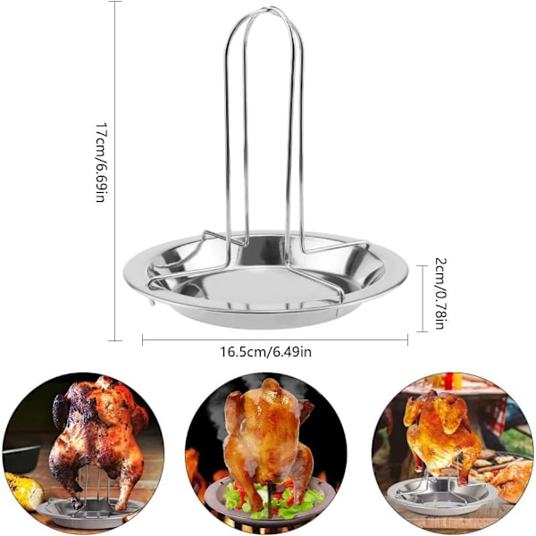 BBQ Vertikal Kyllingeholder i Rustfrit Stål - Foldbar og Chic