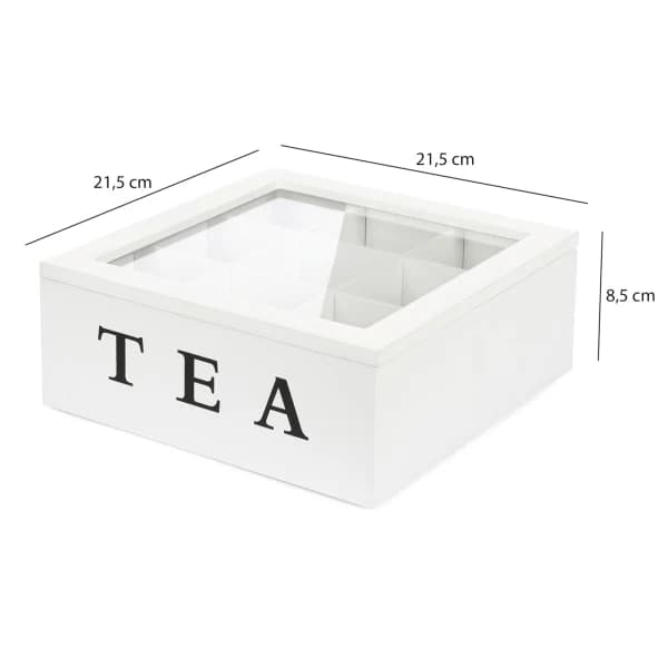 Tebox i trä med 9 fack och skyltfönster - Te Ba1st A