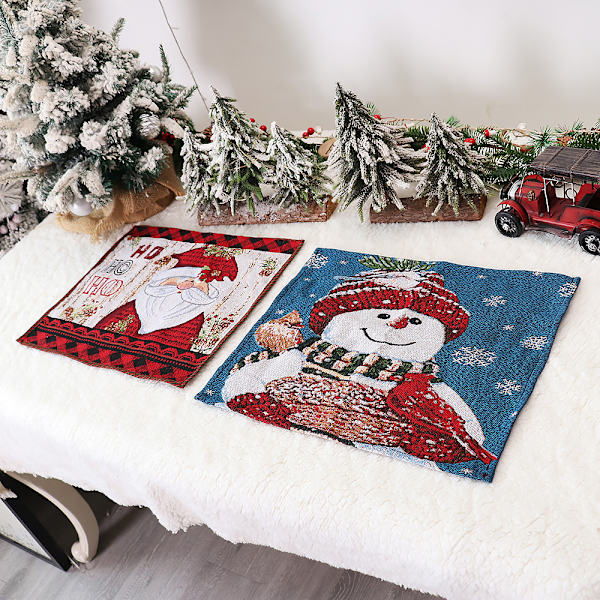 4 st Nya stickade jultomte snögubbe dekoration platsmattor Cartoo