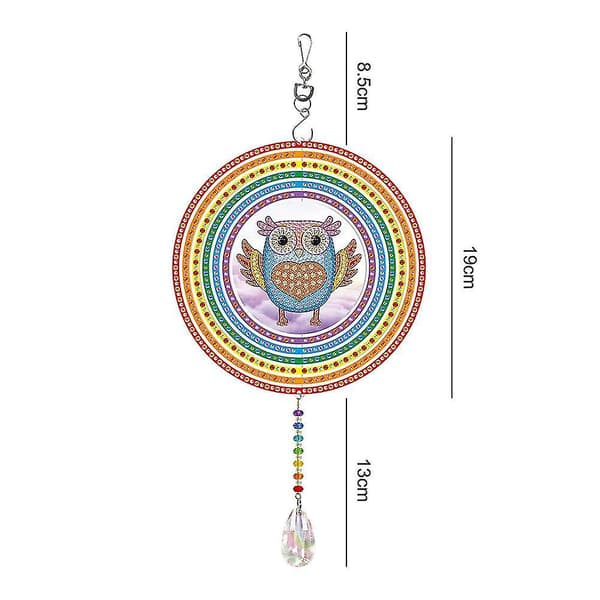 5D Diamantmålning Roterbar Vindspel Hängande Ornament - Uggla