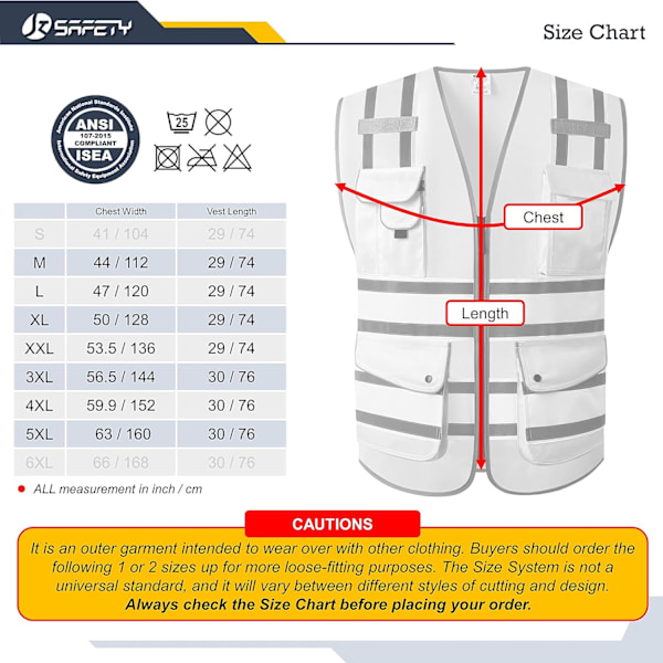 9 fickor Klass 2" Front High Visibility säkerhetsväst med reflex