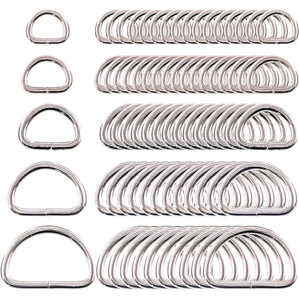 120 st Multifunktionella Metall-D-ringar Halvcirkelformade D-ringar DXGHC