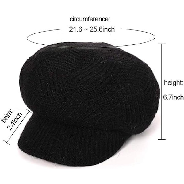 Varm vintermössa för kvinnor, stickad slouchy beanie med