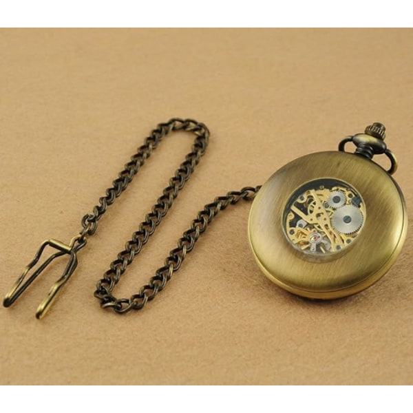 1 stk. Mænds Håndoptrukket Mekanisk Lommeur Vintage Steampunk Wo