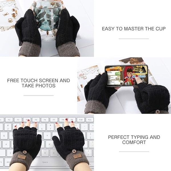 Kvinder Handsker Vinter Touchscreen Handsker Strikkede Finger Handsker Spor