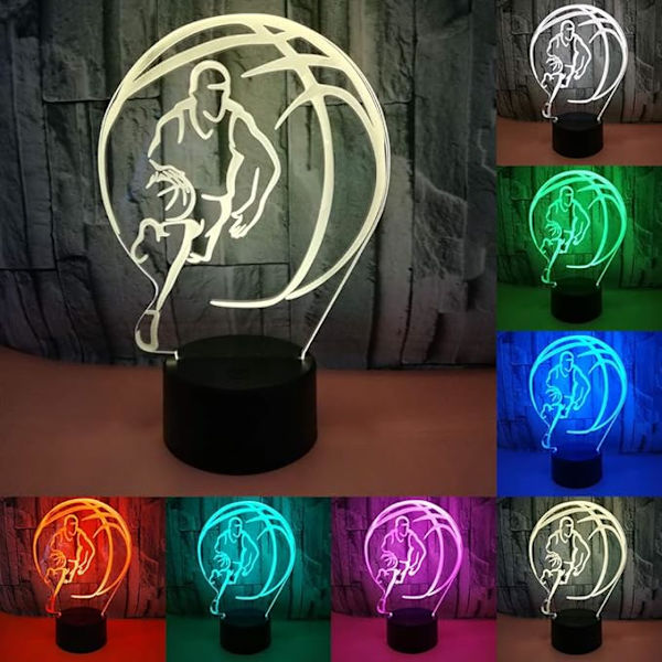 Basketball Lampe 7 Farverige 3D LED Natlys Nyhed Belysning Ta