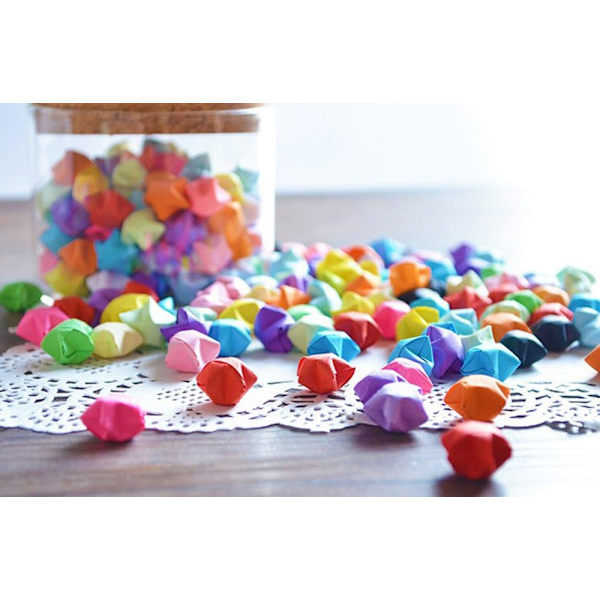 1000 Origami-tähtipaperia, kaksisivuinen, onnenväriset, värikkäät