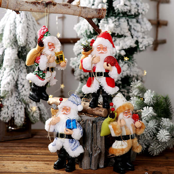 4 stk. Julepynt Harpiks Julemand Ornamenter Sta